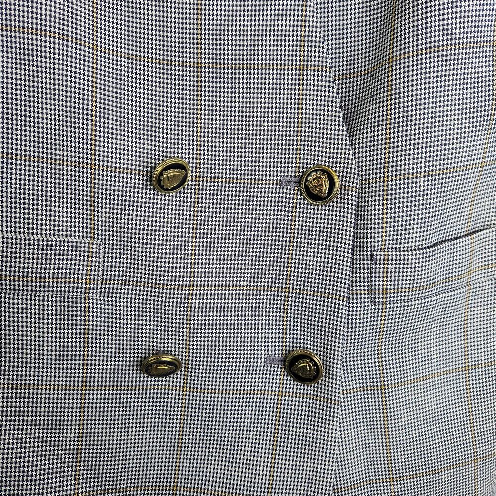 Vintage Stirling Cooper Glen Plaid Blazer Women's 10 Petite Gray Double Breasted - Picture 4 of 12